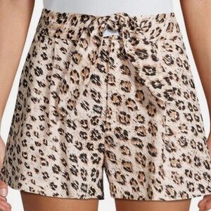 Joie Beige and Black Leopard-Print High-Waist Tie Shorts
